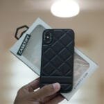 iPhone Black Leather Puffer Case
