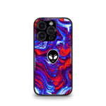 Alien Abstract Blue Red Premium Glossy Metal Phone Case