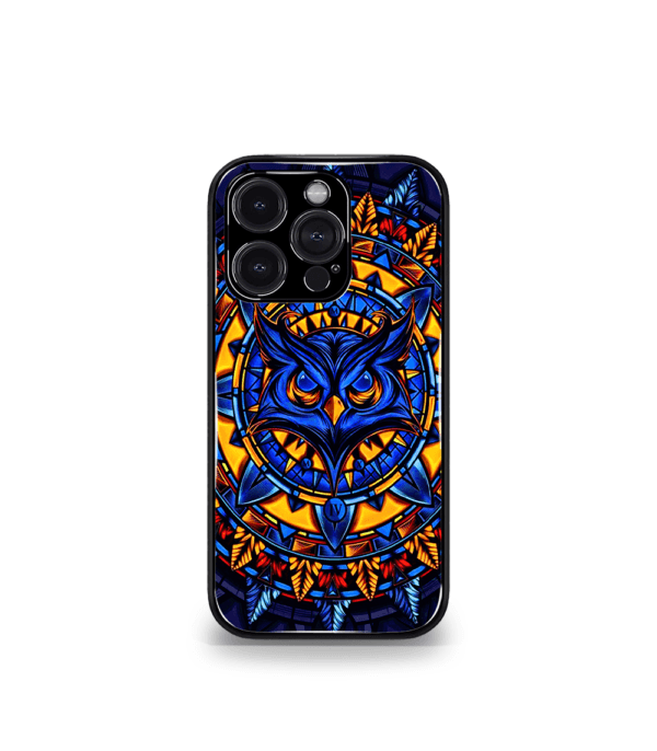 Trippy Owl Orange Premium Glossy Metal Phone Case