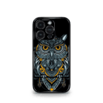 Owl Grey Black Psych Premium Glossy Metal Phone Case