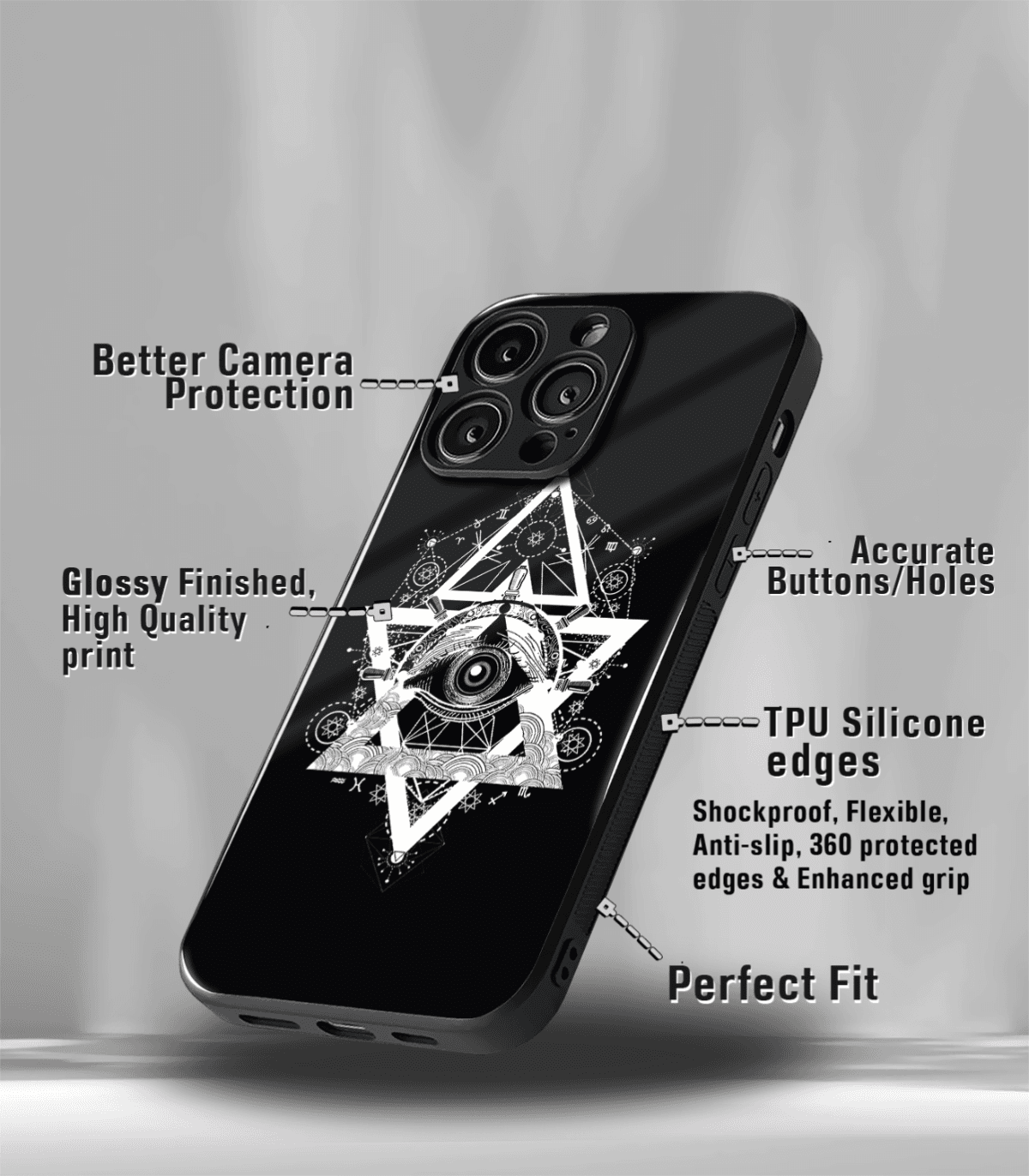 Illuminati eye logo Black Premium Phone Case - Image 3