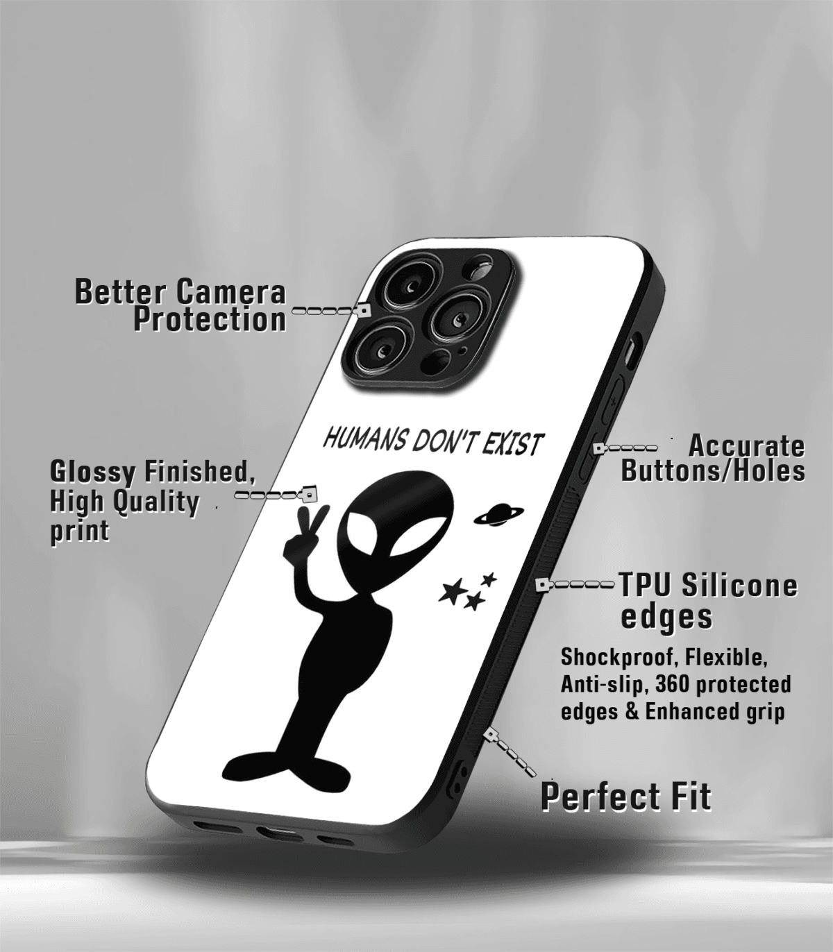 Humans don't Exist Premium Glossy Metal Phone Case - Image 3