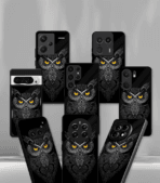 Trippy Owl Black Premium Phone Case - Image 2