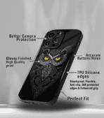 Trippy Owl Black Premium Phone Case - Image 3