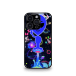 Alien on Space Blue Trippy Premium Glossy Metal Phone Case