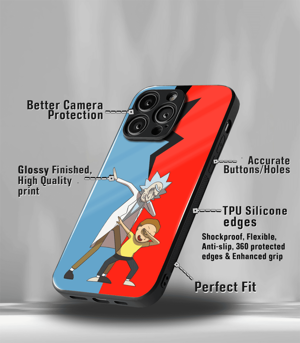 Rick n Morty in Red Grey Premium Phone Case - Image 3