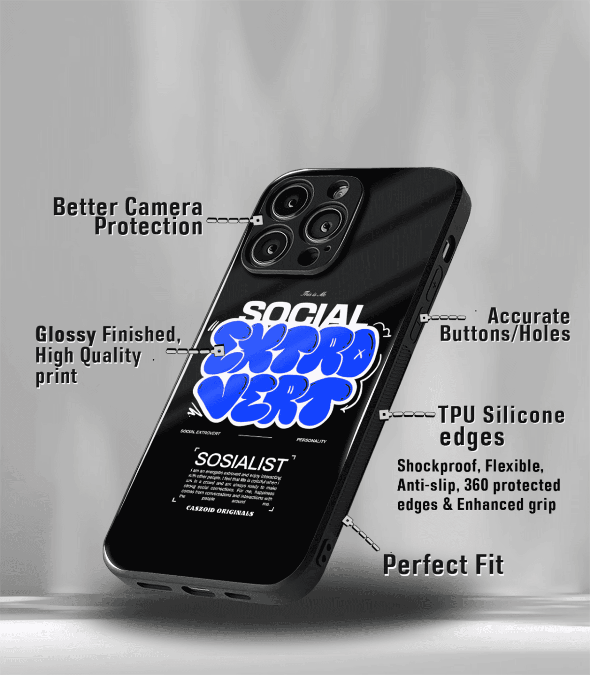 Social Extrovert Black Premium Phone Case - Image 3