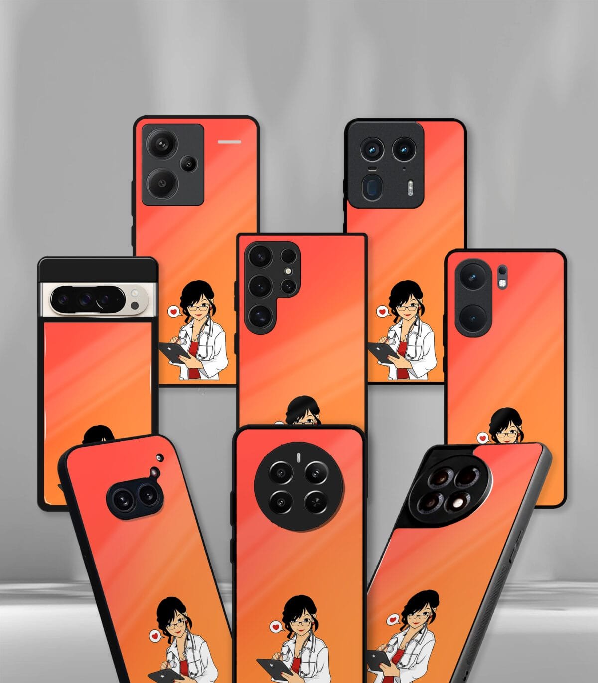 Orange medico Girly vector Premium Phone case - Image 2