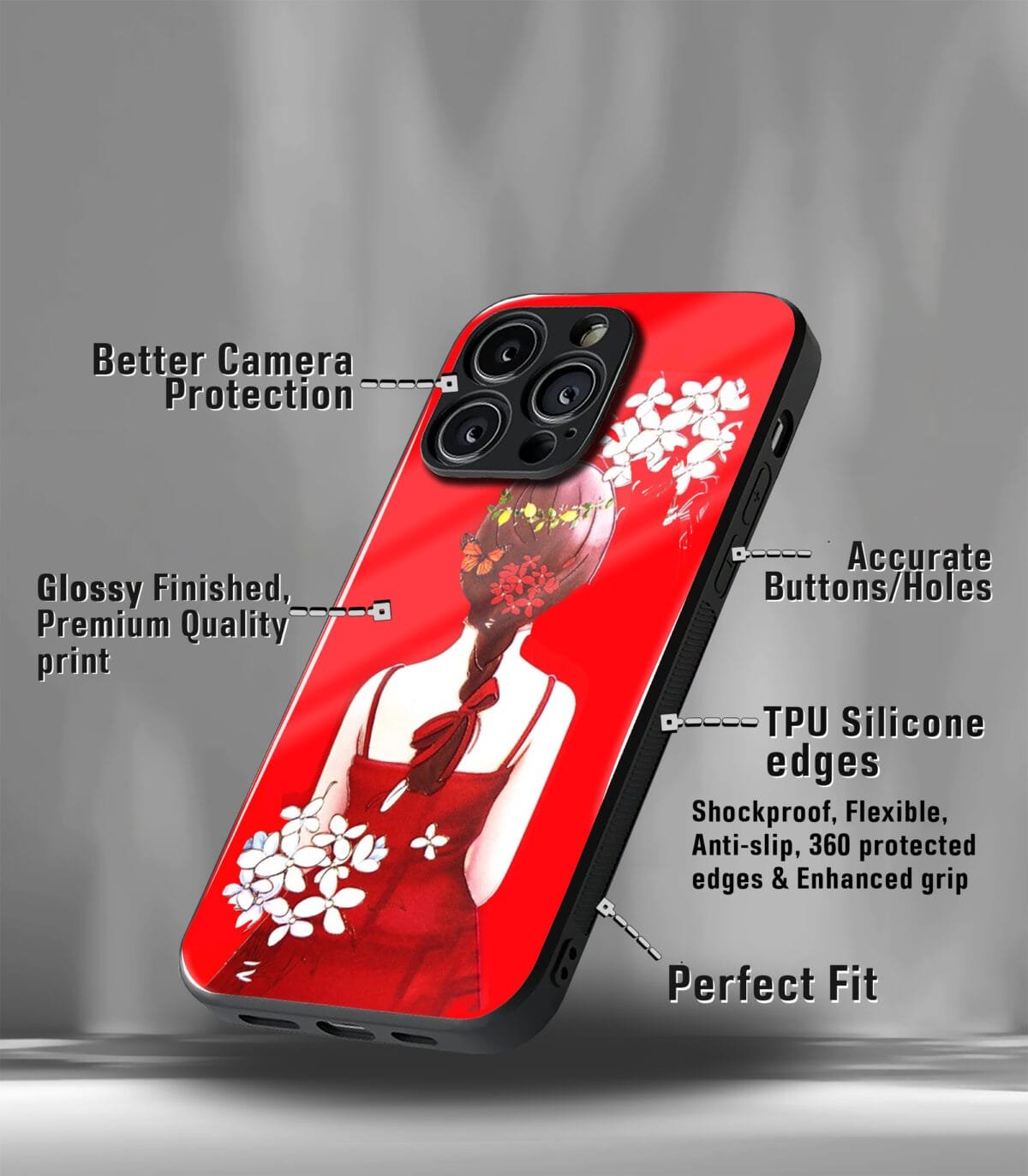 Red Girly vector Premium Phone case - Image 3